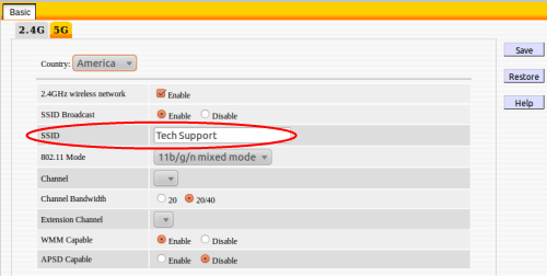 Tenda Settings Menu